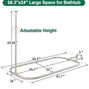 Brushed Nickle Square Shaped Shower Curtain Rod